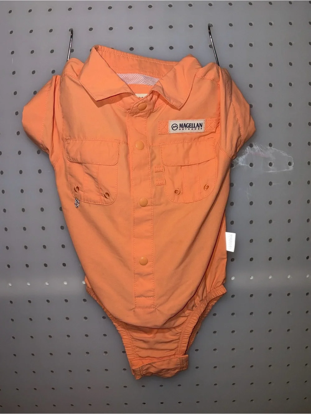 Magellan Outdoors Kids Peach-Orange Button Front One-Piece Bodysuit